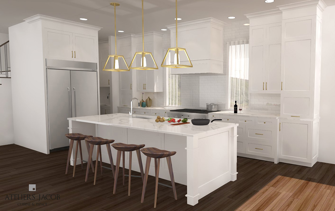 Example of 3D modeling of an Ateliers Jacob kitchen