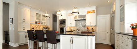 Spacious and elegant furnished kitchen with modern appliances.