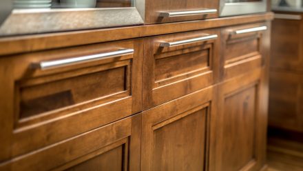 Contemporary Kitchen with wooden cabinets and functional storage.