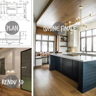 Plans papiers, 3D puis photo de la cuisine La Montmartre Ateliers Jacob