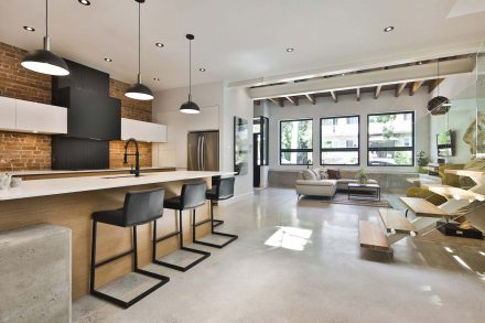 Modern kitchen island with smooth and elegant surface.