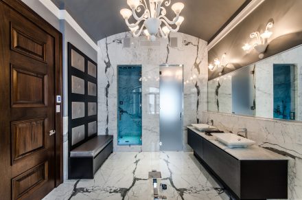 Elegant and streamlined bathroom.