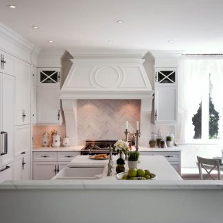 Contemporary kitchen design with multiple storage options with classic style.