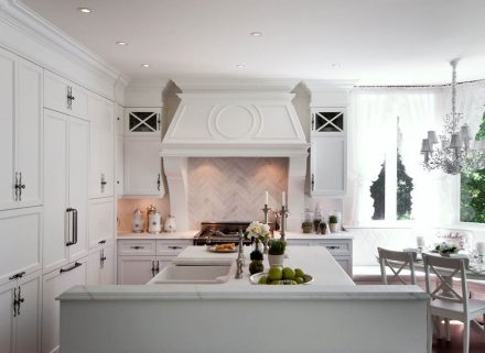 Contemporary kitchen design with multiple storage options with classic style.