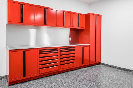 Optimization of storage space in a spacious garage.