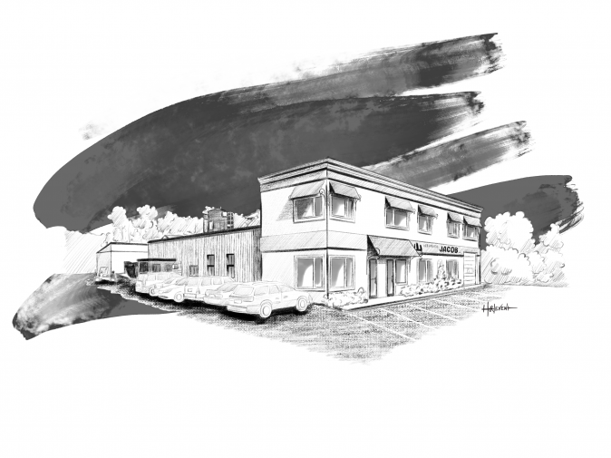 Illustration dessin du siège social d'Ateliers Jacob à St-Calixte