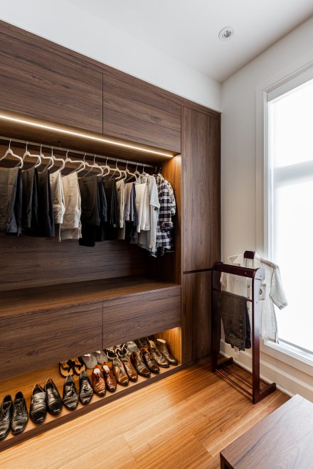 Superb contemporary dressing room with integrated lighting.
