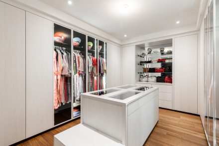 Modern and luxurious dressing with functional storage.