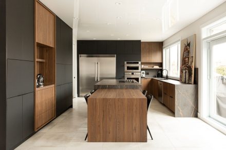 Elegant kitchen cabinet with multiple drawers and shelves