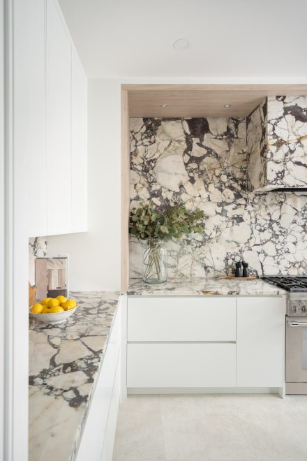 White kitchen with natural lighting and modern equipment