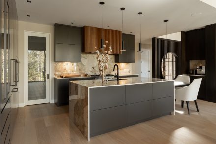 Superb kitchen combining luxurious countertops and a touch of wood.